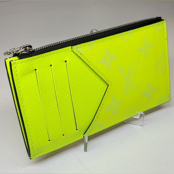 SOLD!!Louis Vuitton Taiga Monogram Neon Yellow Zippy Card Holder with RFID - Picture 2 of 9